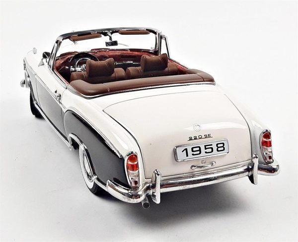 1/18 1958 Mercedes Benz 220SE Open Convertible Siyah/Bej Diecast Araba, Sunstar 3576 - Görsel 4