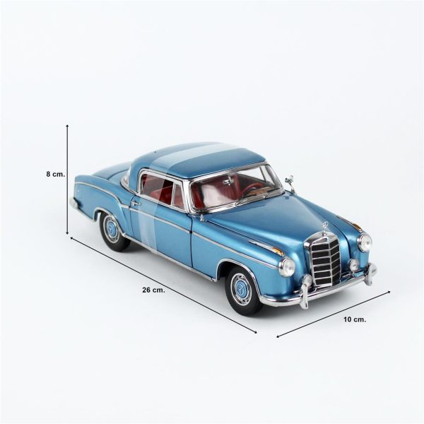 1/18 1958 Mercedes-Benz 220 SE Coupe Açık Mavi metalik Diecast Araba, Sunstar 3592 - Görsel 5