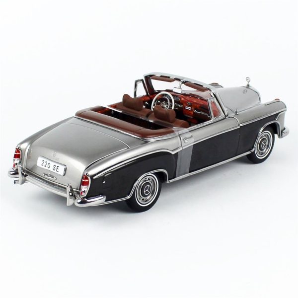 1/18 1960 Mercedes-Benz 220 SE Cabriolet Gri/Koyu Gri Diecast Araba, Sunstar 3593 - Görsel 4