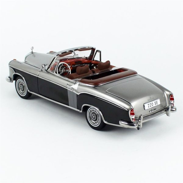1/18 1960 Mercedes-Benz 220 SE Cabriolet Gri/Koyu Gri Diecast Araba, Sunstar 3593 - Görsel 3