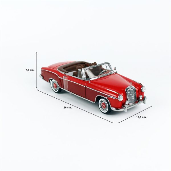 1/18 1960 Mercedes-Benz 220 SE Cabriolet Kırmızı/Koyu Gri Diecast Araba, Sunstar 3594 - Görsel 5