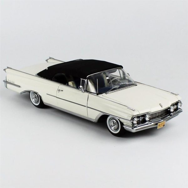 1/18 1959 Oldsmobile-98 Tek Kapı Kapalı Tenteli Polaris Beyazı Diecast Araba, Sunstar 5233
