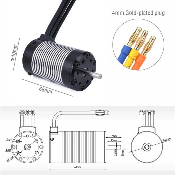 4068 Rocket 2050KV SensörsüzSu Geçirmez Fırçasız Motor, Surpass SP-040680-21 - Görsel 4