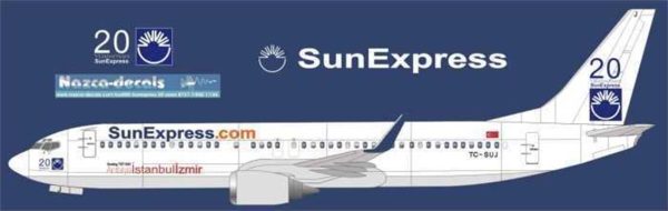 1/144 Sunexpress B737-800 Special 20Th Anni, Nazca Decals Sux005