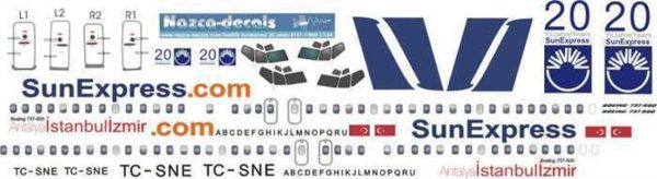 1/144 Sunexpress B737-800 Special 20Th Anni, Nazca Decals Sux005 - Görsel 2