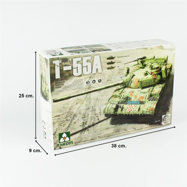 1/35 Rus Orta Sınıf Tankı T-55 A (3 in 1) Maketi, Takom 2056 - Görsel 5
