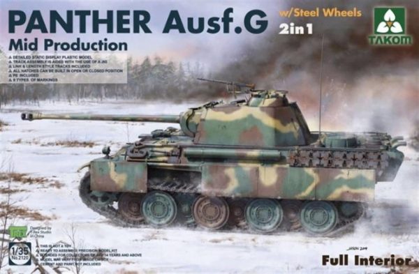 1/35 Alman Orta Tankı Panther (Versiyon G) Orta Dönem Maketi, Takom 2120
