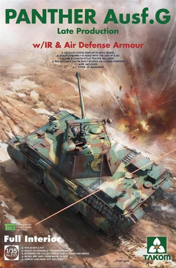1/35 WWII Panther Ausf.G Tank Modeli IR ve Hava Savunma Zırhı ile Maketi, Takom 2121