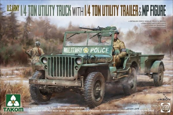 1/35 Amerikan Kara Kuvvetleri Willys Jeep 1/4 Ton Maketi, Takom 2126