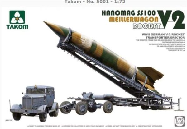1/72 Alman V-2 Roketi ve Hanomag SS100 Taşıyıcı Maketi, Takom 5001