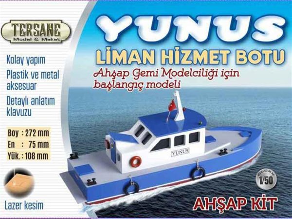 1/50 Yunus Liman Hizmet Botu Ahşap Tekne Kiti, Tersane Model 005