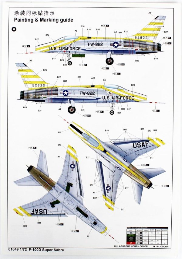 1/72 F-100D Super Sabre Savaş Uçağı Maketi, Trumpeter 01649 - Görsel 4