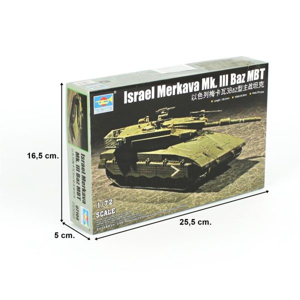 1/72 lsrail Merkava Mk. lll Baz Ana Muharbe Tank Maketi, Trumpeter 07104 - Görsel 5