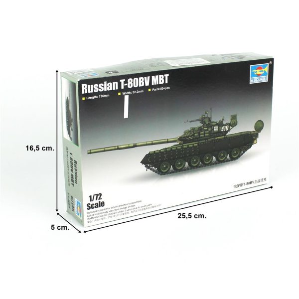 1/72 Rus T-80BV Ana Muharebe Tank Maketi, Trumpeter 07145 - Görsel 5