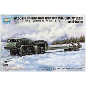 1/72 MAZ-537G Çekici ve MAZ/ChMZAP 5247G Yarı Römork Maketi, Trumpeter 07194