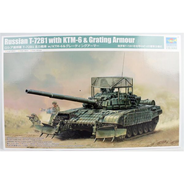 1/35 Rus T-72B1 Ana Muharebe Tankı ve KTM-6 Izgara Zırhlı Maketi, Trumpeter 09609
