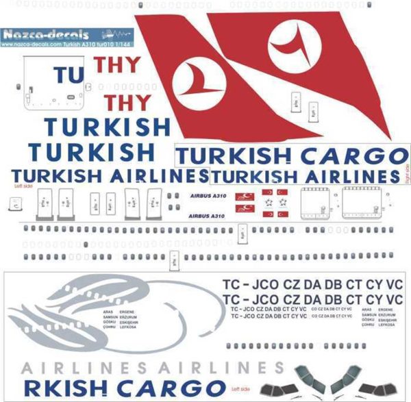 1/144 Turkish Airlines A310-300, Nazca Decals Tur010 - Görsel 2