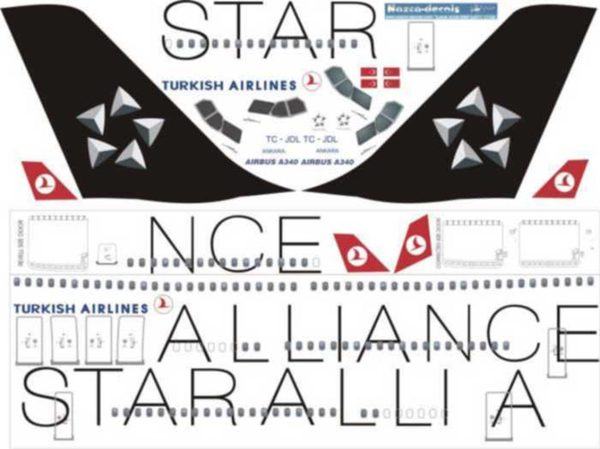 1/144 Turkish Airlines A340-300 Starallianc, Nazca Decals Tur011 - Görsel 2