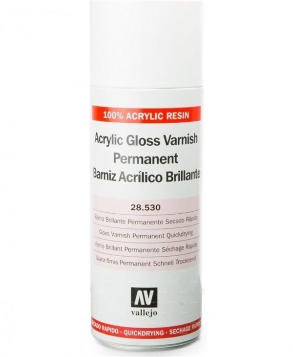 400 ml. Parlak Vernik Sprey Maket Boyası, Vallejo 28530