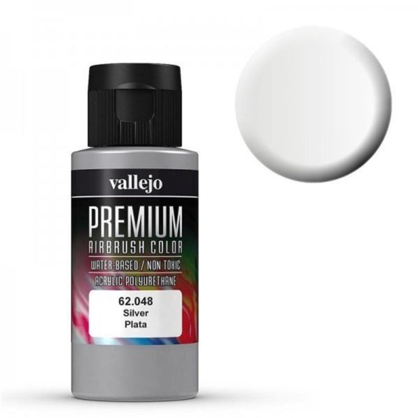 60 ml. Gümüş Pearl&Metaliks Premium RC Color Serisi Maket Boyası, Vallejo 62048
