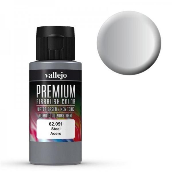 60 ml. Steel Pearl&Metaliks Premium RC Color Serisi Maket Boyası, Vallejo 62051
