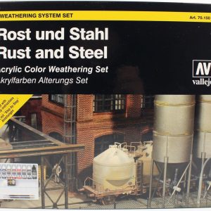 9x17 ml. Efekt Seti Rust Steel ve 2 Fırça Model Color Serisi Maket Boyası Seti, Vallejo 70150