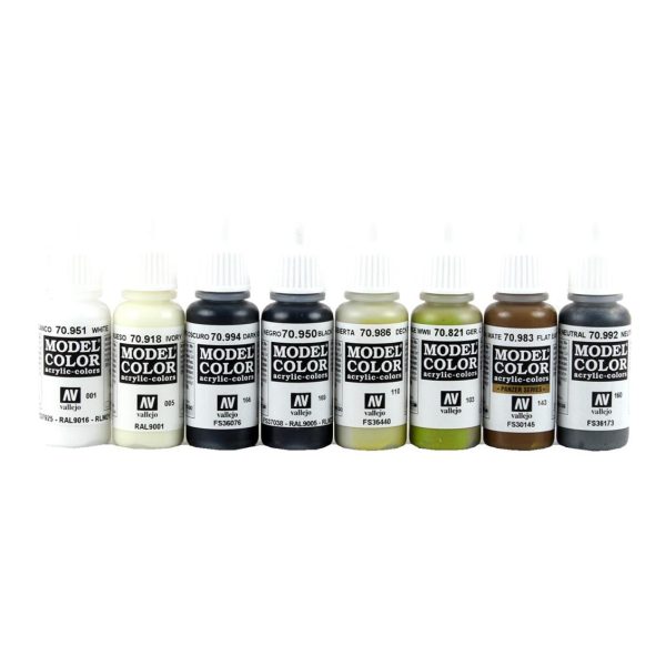 8x17 ml. Black & White by Angel Giraldez Model Color Serisi Maket Boyası Seti, Vallejo 70151 - Görsel 3