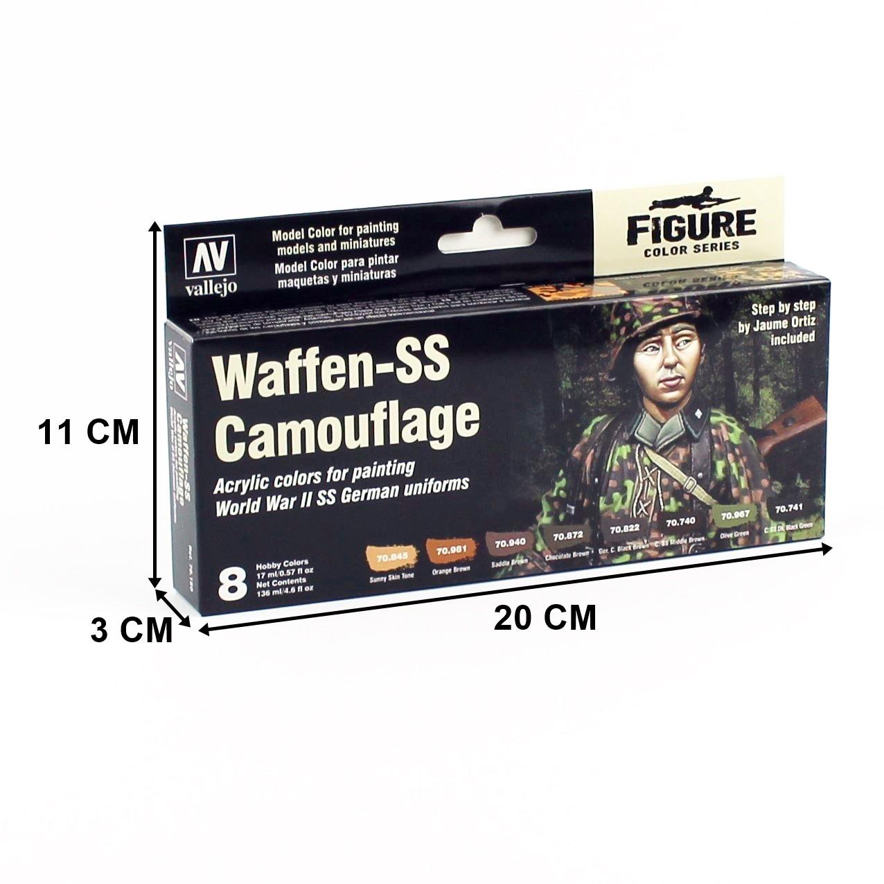 8x17 ml. Waffen SS Camouflage by Jaume Ortiz Model Color Serisi Maket Boyası Seti, Vallejo 70180 - Görsel 3