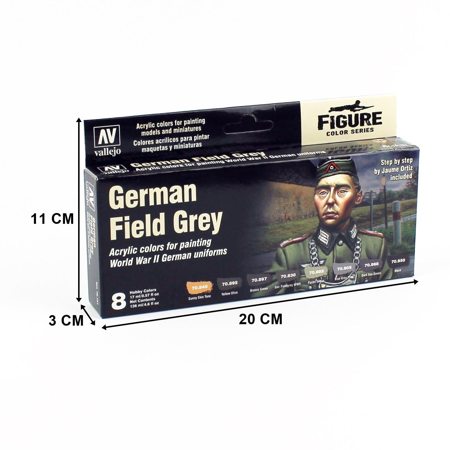 8x17 ml. German Field Grey Uniform by Jaume Ortiz Model Color Serisi Maket Boyası Seti, Vallejo 70181 - Görsel 3