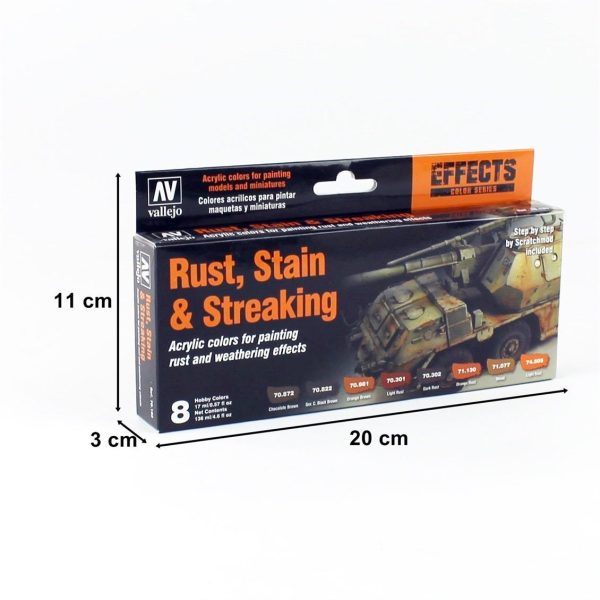 8x17 ml. Rust Stain & Streaking by Scratchmod Model Color Serisi Maket Boyası Seti, Vallejo 70183 - Görsel 2