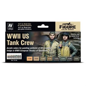 8x17 ml. WWII US Tank Crew by Jaume Ortiz Model Color Serisi Maket Boyası Seti, Vallejo 70186