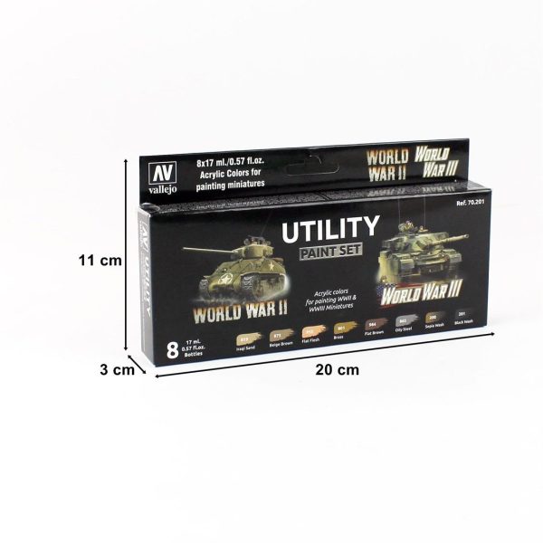 8x17 ml. Utility Paint Set Model Color Serisi Maket Boyası Seti, Vallejo 70201 - Görsel 2