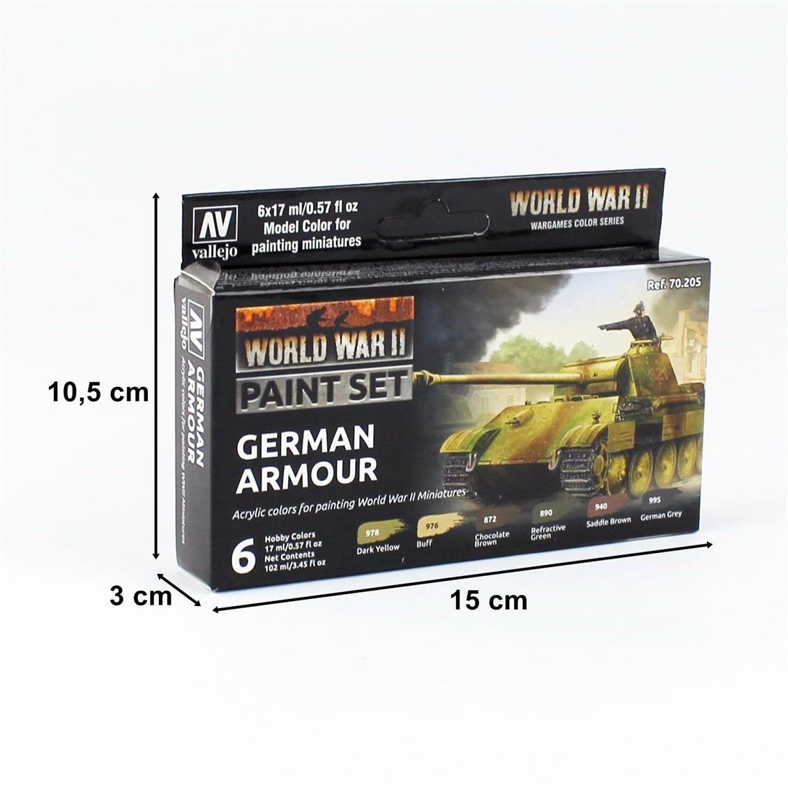 6x17 ml. German Armour Model Color Serisi Maket Boyası Seti, Vallejo 70205 - Görsel 2