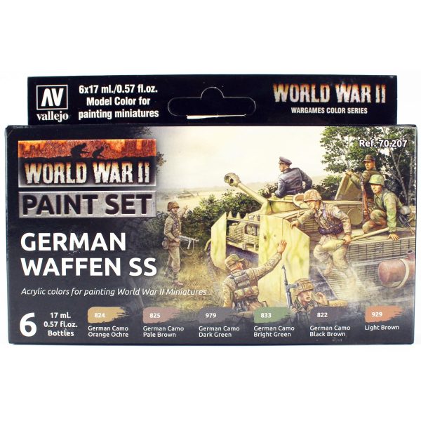 6x17 ml. German Waffen SS Model Color Serisi Maket Boyası Seti, Vallejo 70207