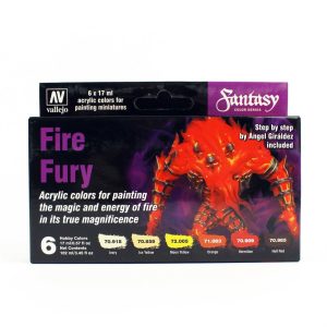 6x17 ml. Fire Fury by Angel Giraldez Model Color Serisi Maket Boyası Seti, Vallejo 70243
