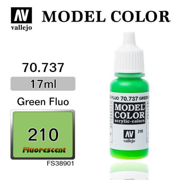 17 ml. (210) Green Fluorescent Model Color Serisi Maket Boyası, Vallejo 70737