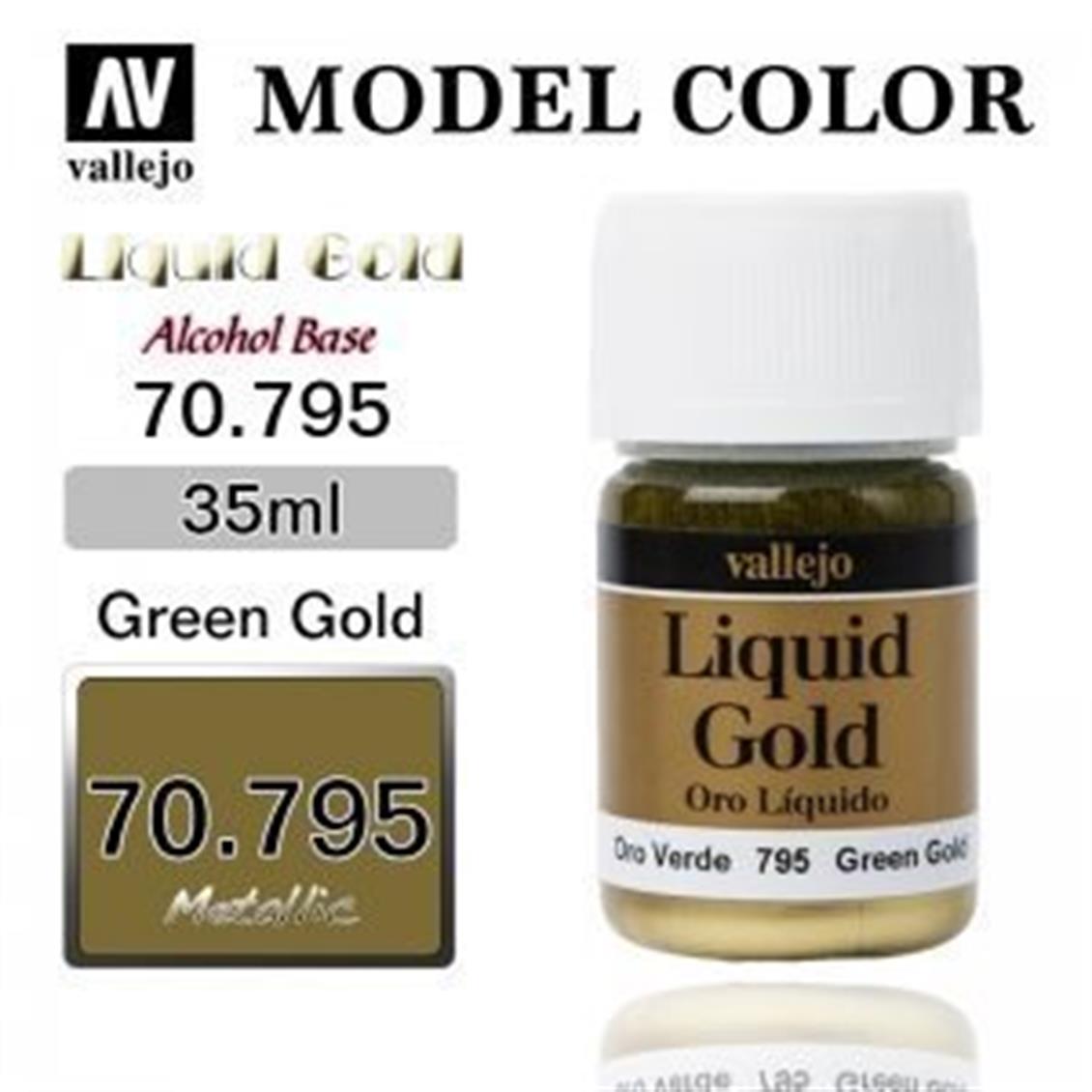 35 ml. (216) Green Altın (Alcohol Based) Metal Pigmentli Alkol Bazlı Maket Boyası, Vallejo 70795