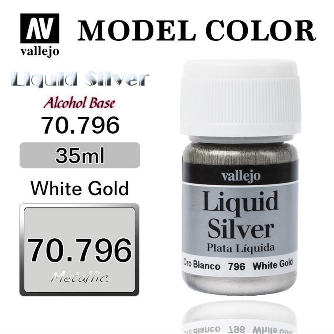 35 ml. (217) White Altın (Alcohol Based) Metal Pigmentli Alkol Bazlı Maket Boyası, Vallejo 70796