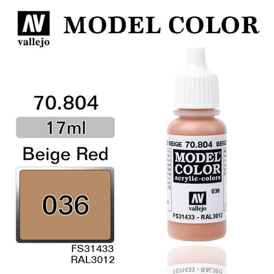 17 ml. (36) Beige Red-Matt Model Color Serisi Maket Boyası, Vallejo 70804
