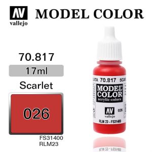 17 ml. (26) Scarlet-Matt Model Color Serisi Maket Boyası, Vallejo 70817