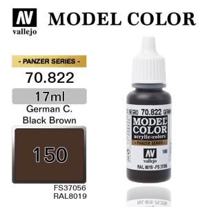 17 ml. (150) German Cam.Black Brown-Matt Model Color Serisi Maket Boyası, Vallejo 70822