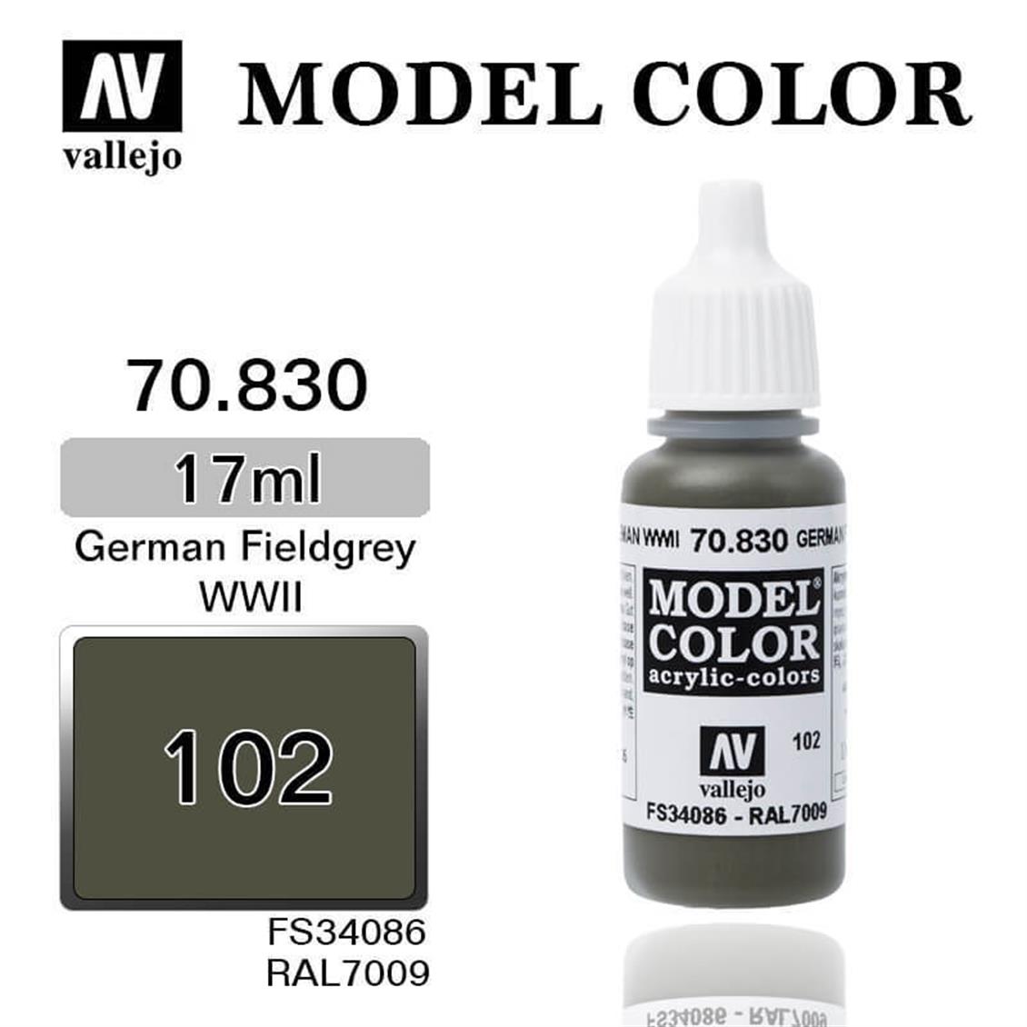 17 ml. (102) German Fieldgrey WWII-Matt Model Color Serisi Maket Boyası, Vallejo 70830