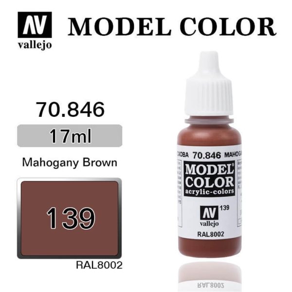 17 ml. (139) Mahogany Brown-Matt Model Color Serisi Maket Boyası, Vallejo 70846