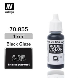 17 ml. (205) Black Glaze-Glaze Model Color Serisi Maket Boyası, Vallejo 70855