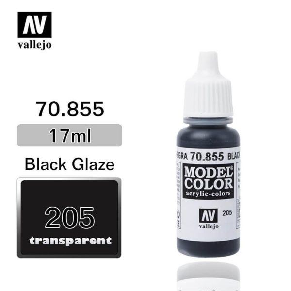 17 ml. (205) Black Glaze-Glaze Model Color Serisi Maket Boyası, Vallejo 70855