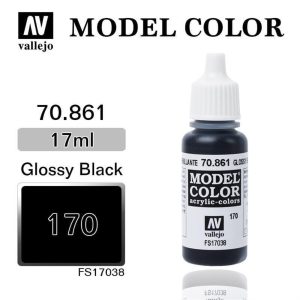 17 ml. (170) Glossy Black-Matt Model Color Serisi Maket Boyası, Vallejo 70861