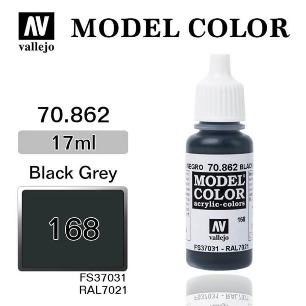 17 ml. (168) Black Grey-Matt Model Color Serisi Maket Boyası, Vallejo 70862