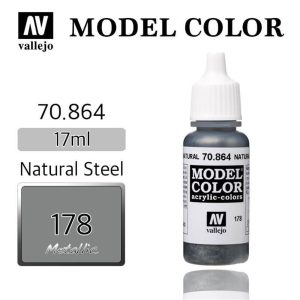 17 ml. (178) Natural Steel-Metalik Model Color Serisi Maket Boyası, Vallejo 70864