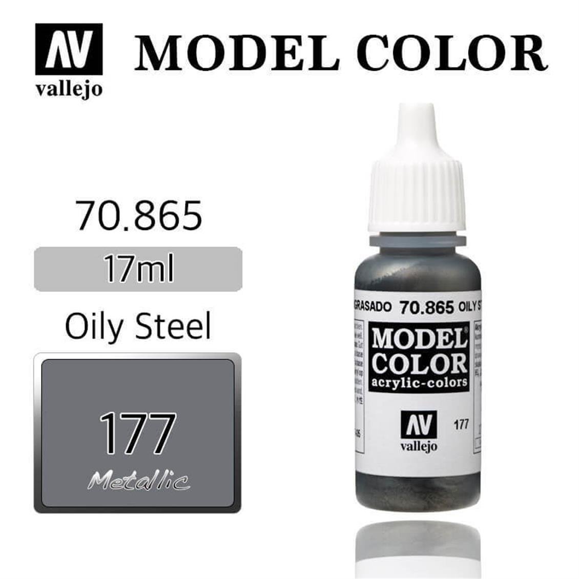 17 ml. (177) Oily Steel-Metalik Model Color Serisi Maket Boyası, Vallejo 70865