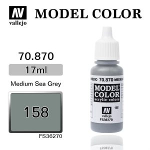 17 ml. (158) Medium Sea Grey-Matt Model Color Serisi Maket Boyası, Vallejo 70870